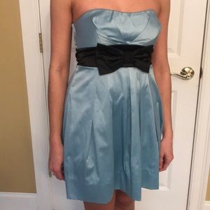 Light Blue Formal Dress with Black Bow